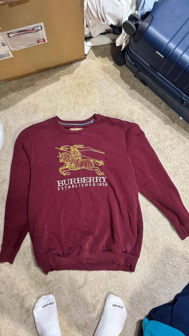 Burberry London Vintage Embroidered Equestrian Knight Logo Crewneck Sweatshirt